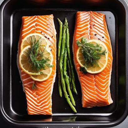 close up view of air fried atlantic salmon