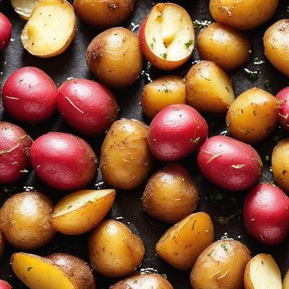 close up view of air fried baby red potatoes