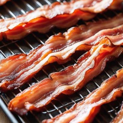close up view of air fried bacon