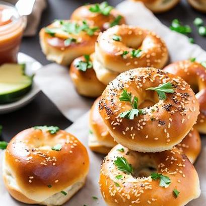 close up view of air fried bagel bites