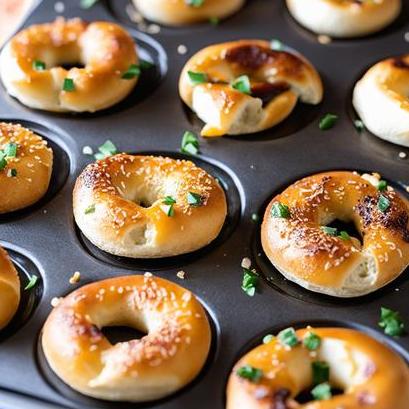 close up view of air fried bagel bites