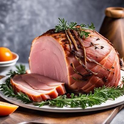 close up view of air fried baked ham