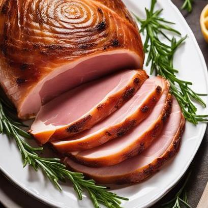 close up view of air fried baked ham