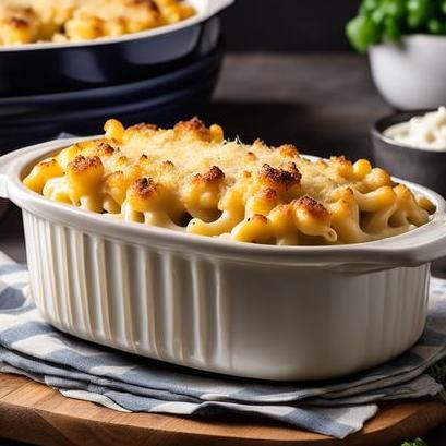 close up view of air fried baked mac and cheese