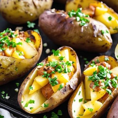 close up view of air fried baked potatoes