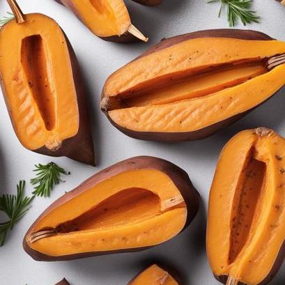 close up view of air fried baked sweet potatoes