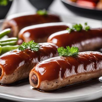 close up view of air fried bangers