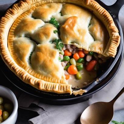 close up view of air fried banquet pot pie