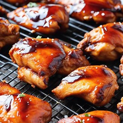 close up view of air fried barbecue chicken