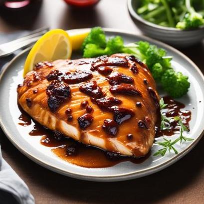 close up view of air fried barbecue chicken breast