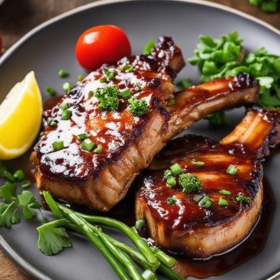 close up view of air fried barbecue pork chops