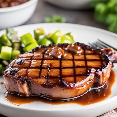 close up view of air fried barbecue pork chops