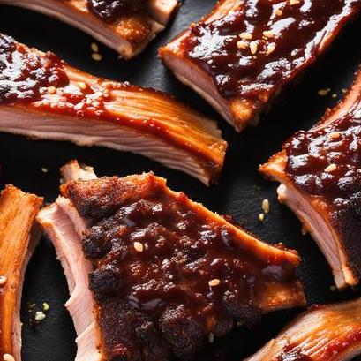 close up view of air fried barbecue ribs