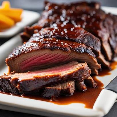 close up view of air fried bbq brisket