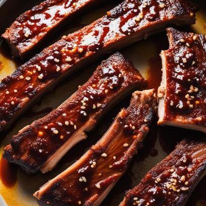 close up view of air fried bbq ribs