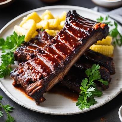 close up view of air fried bbq spare ribs