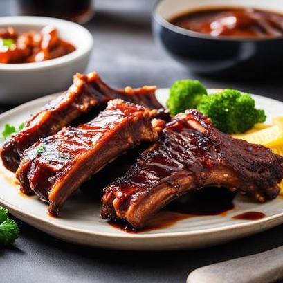 close up view of air fried bbq spare ribs