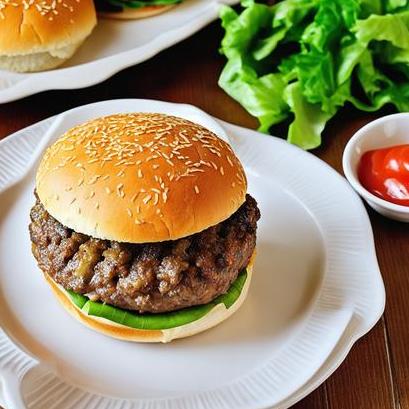 close up view of air fried beef burger