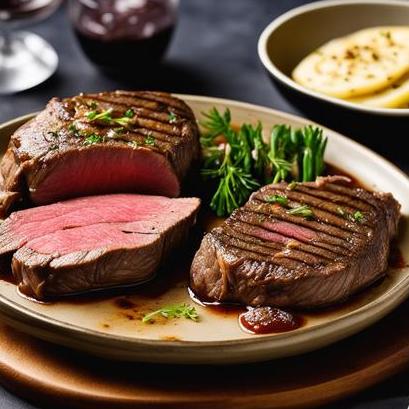 close up view of air fried beef eye round steak