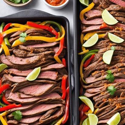 close up view of air fried beef fajitas