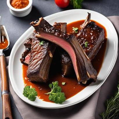 close up view of air fried beef flanken ribs