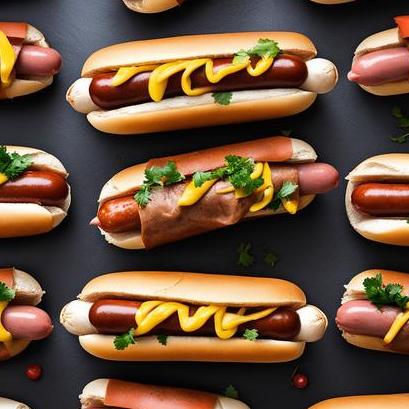 close up view of air fried beef hot dogs