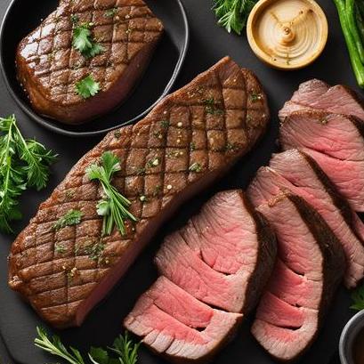 close up view of air fried beef round steak