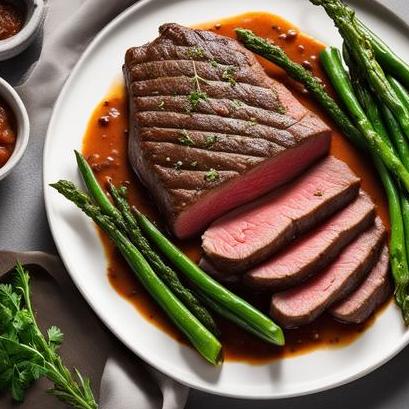 close up view of air fried beef round steak