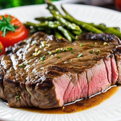 close up view of air fried beef shoulder steak