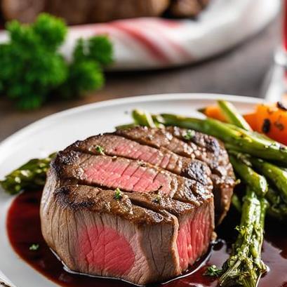 close up view of air fried beef tenderloin steaks