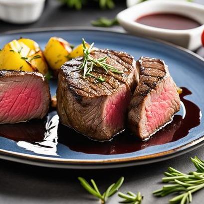 close up view of air fried beef tenderloin steaks