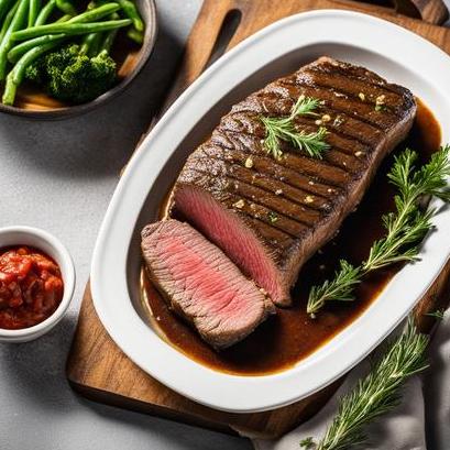 close up view of air fried beef top round steak