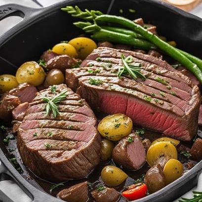 close up view of air fried beef top round steak