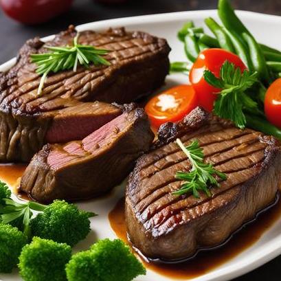 close up view of air fried bison steaks