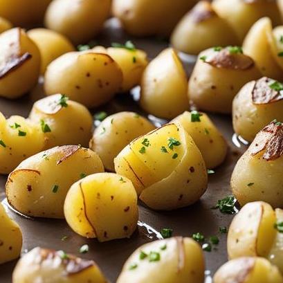 close up view of air fried bite size potatoes