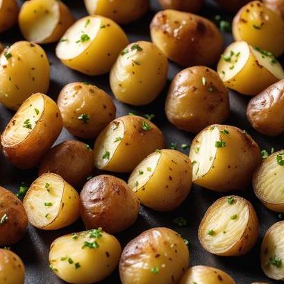 close up view of air fried bite size potatoes