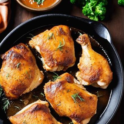 close up view of air fried bone in chicken thighs