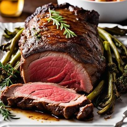 close up view of air fried bone in ribeye roast