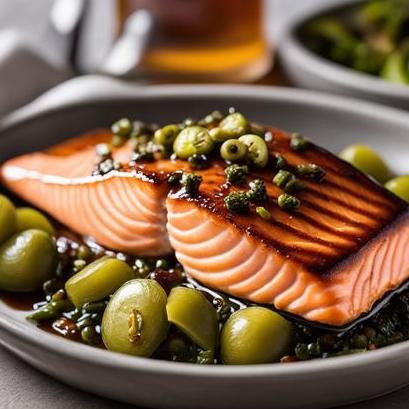 close up view of air fried bourbon salmon