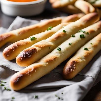 close up view of air fried breadsticks