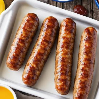 close up view of air fried breakfast sausage links