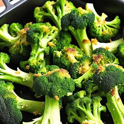 close up view of air fried broccoli