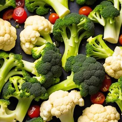 close up view of air fried broccoli and cauliflower