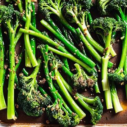 close up view of air fried broccolini