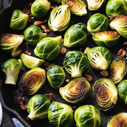 close up view of air fried brussel sprouts