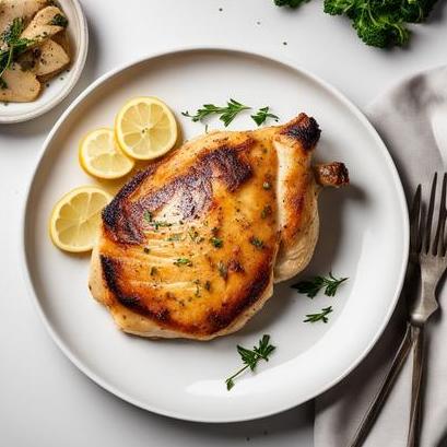 close up view of air fried butterflied chicken breast