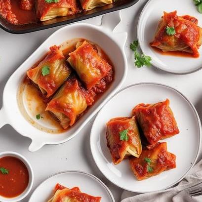 close up view of air fried cabbage rolls