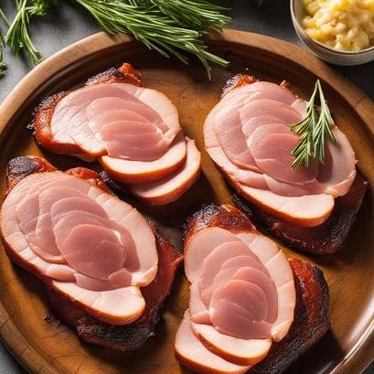 close up view of air fried canadian bacon