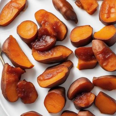 close up view of air fried candied yams