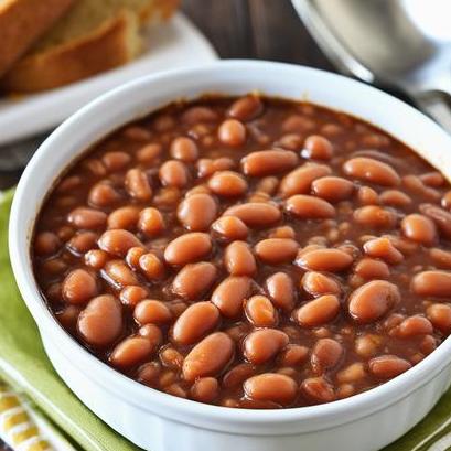 close up view of air fried canned baked beans